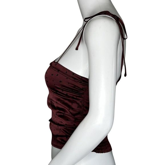 Abercrombie & Fitch Shirt Womens Small Brown Black Polka Dot Crop Top Festival - Picture 3 of 7